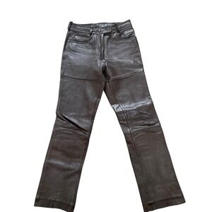 Hein Gericke‎ Vintage Brown Leather Motorcycle Pants Biker Straight Womens Sz 14